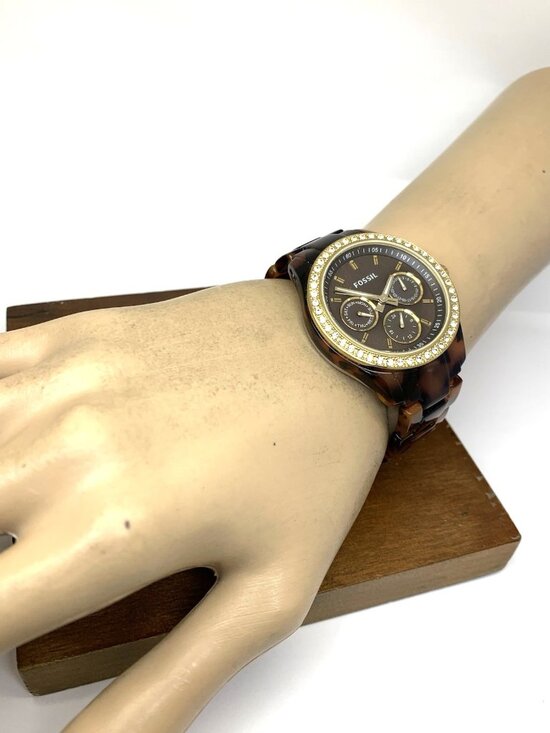 Fossil Women\'s Watch ES2795 Stella Quartz Gemmed Gold Tortoise Shell 37mm main image 9